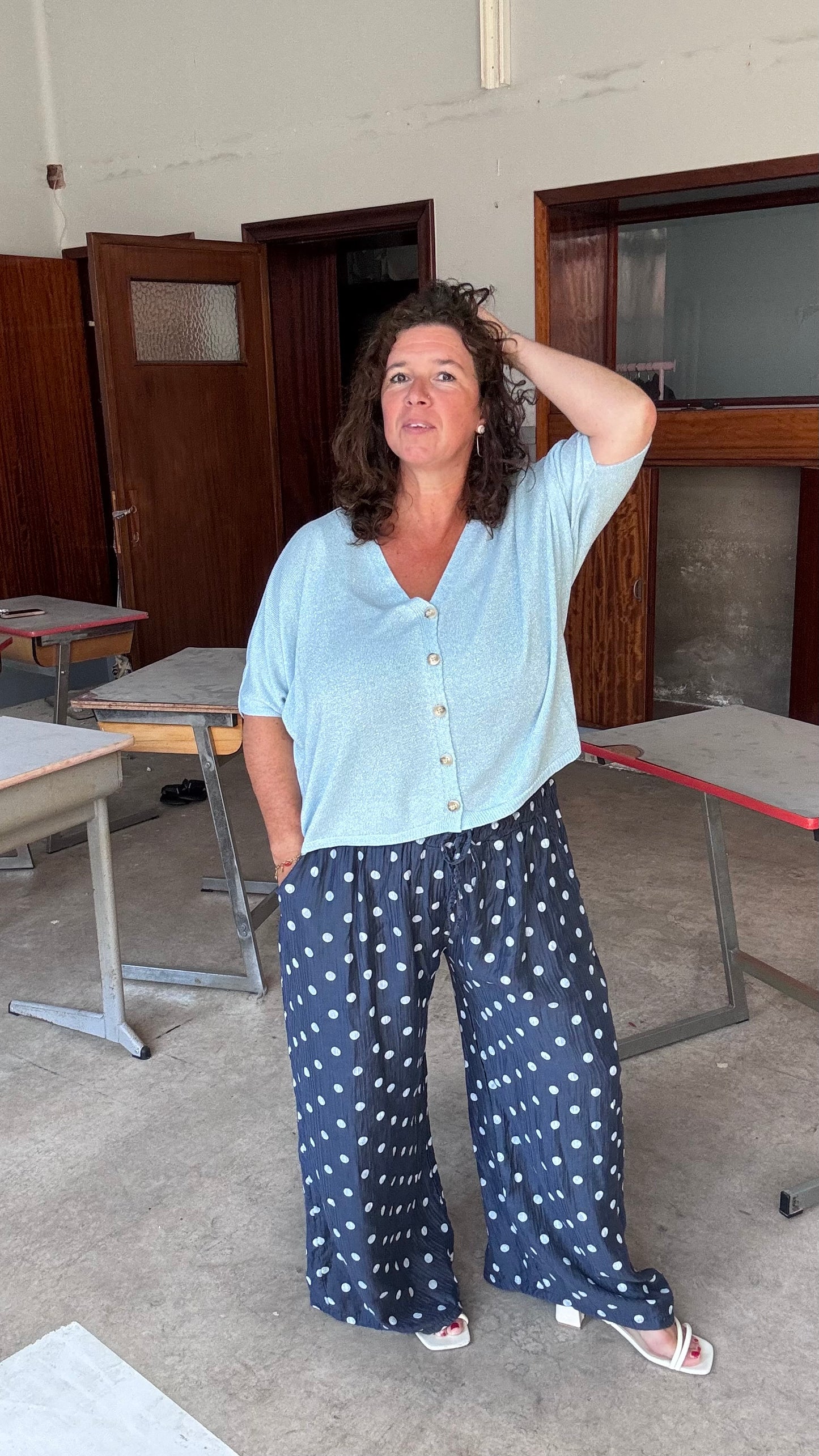 Pippa dots broek - Blauw