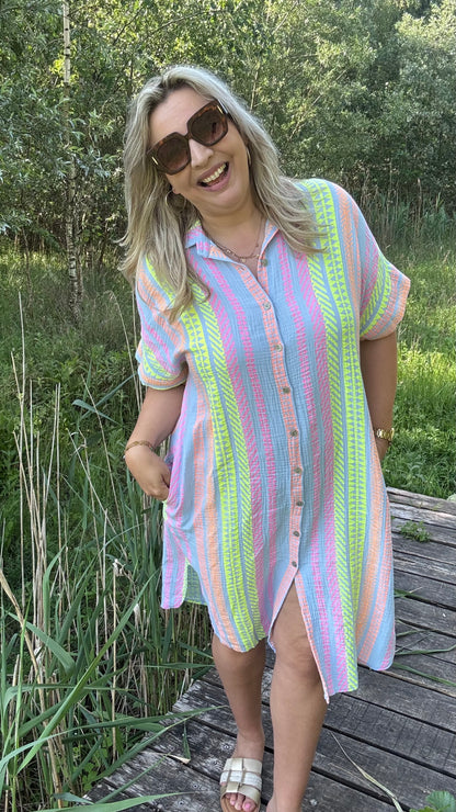 Coastal tetra dress - Blauw