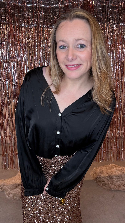 Liquid blouse - Zwart