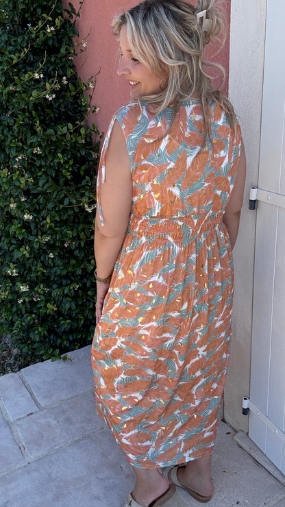 Every Woman Dress - Golden feather (oranje/turkoois)