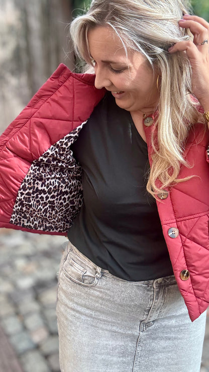 Urban Leopard Puffer - Burgundy