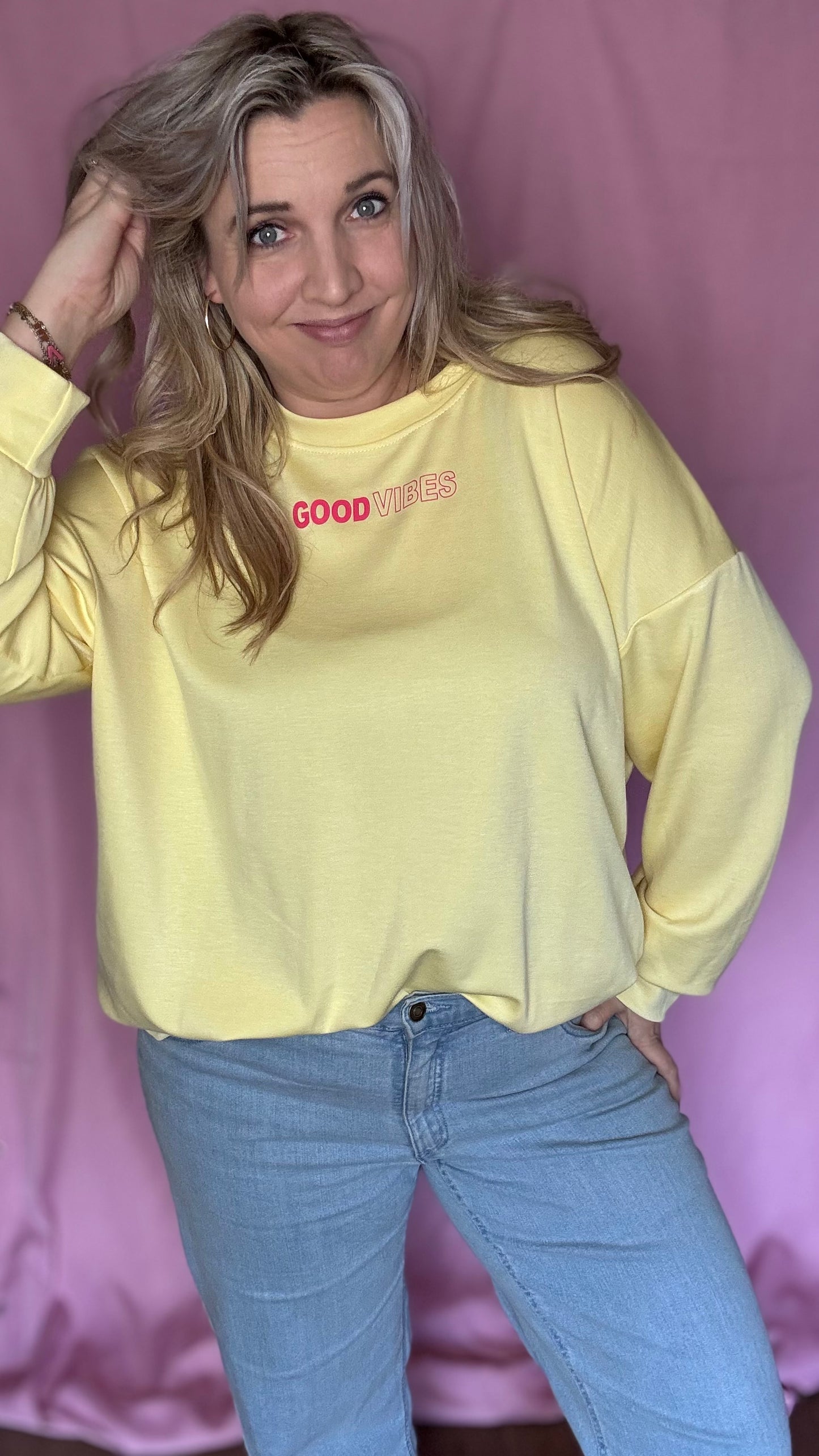 Good vibes sweater - Geel