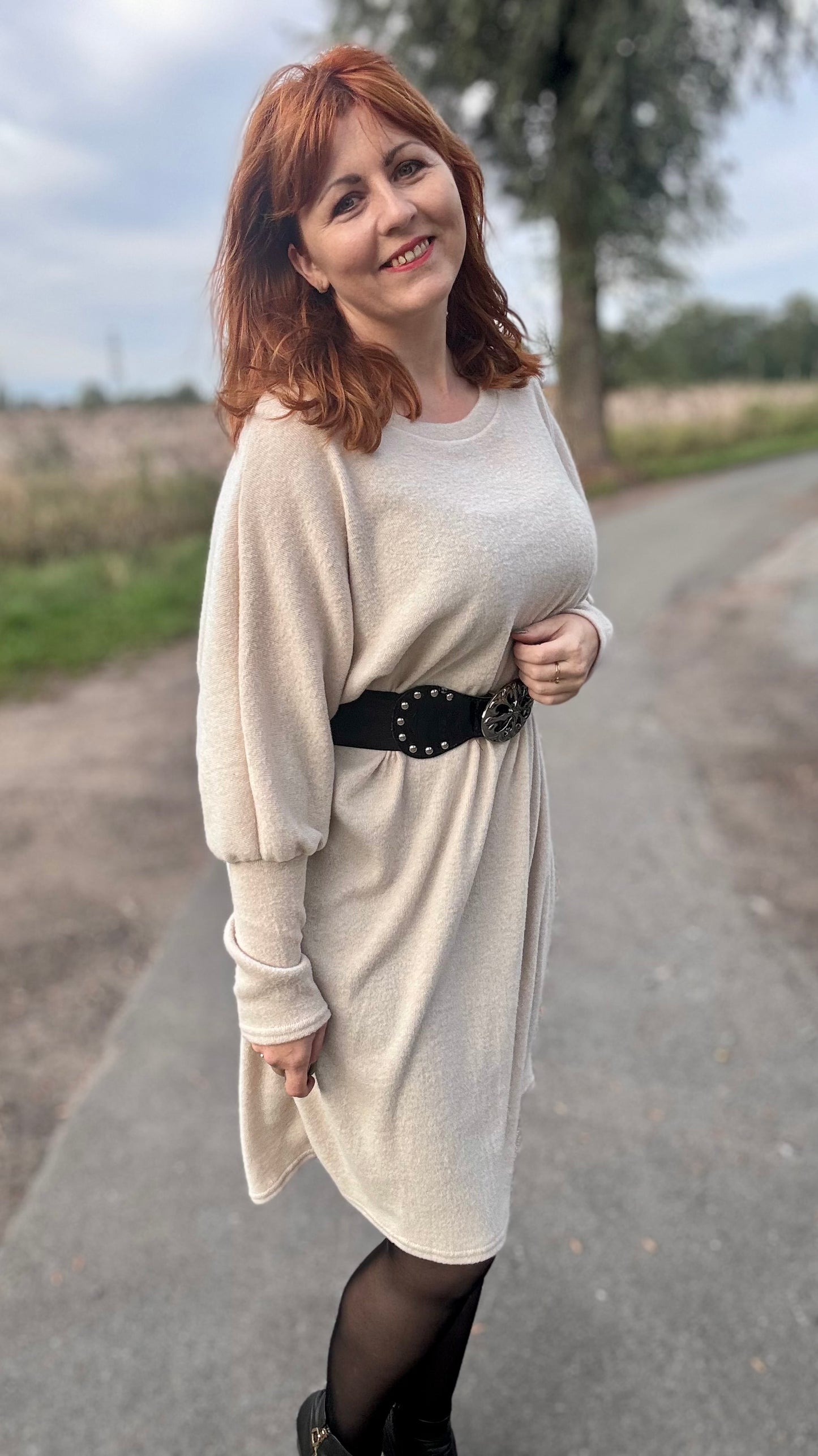 Lounge luxe jurk - crème