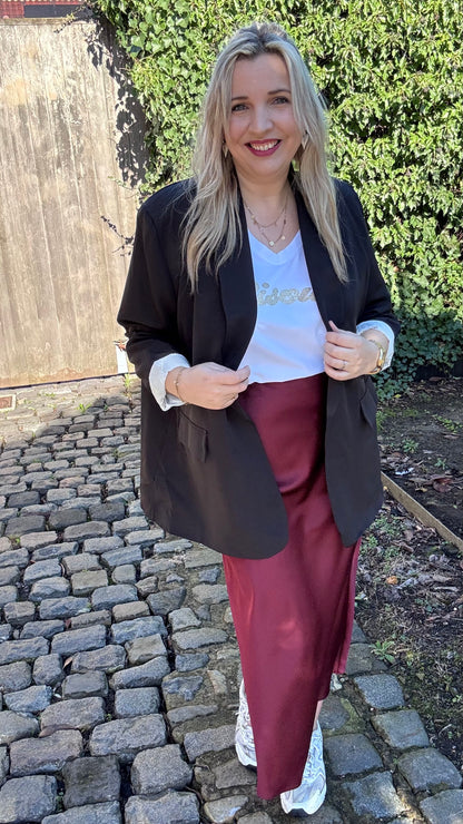 Lace touch blazer - Zwart