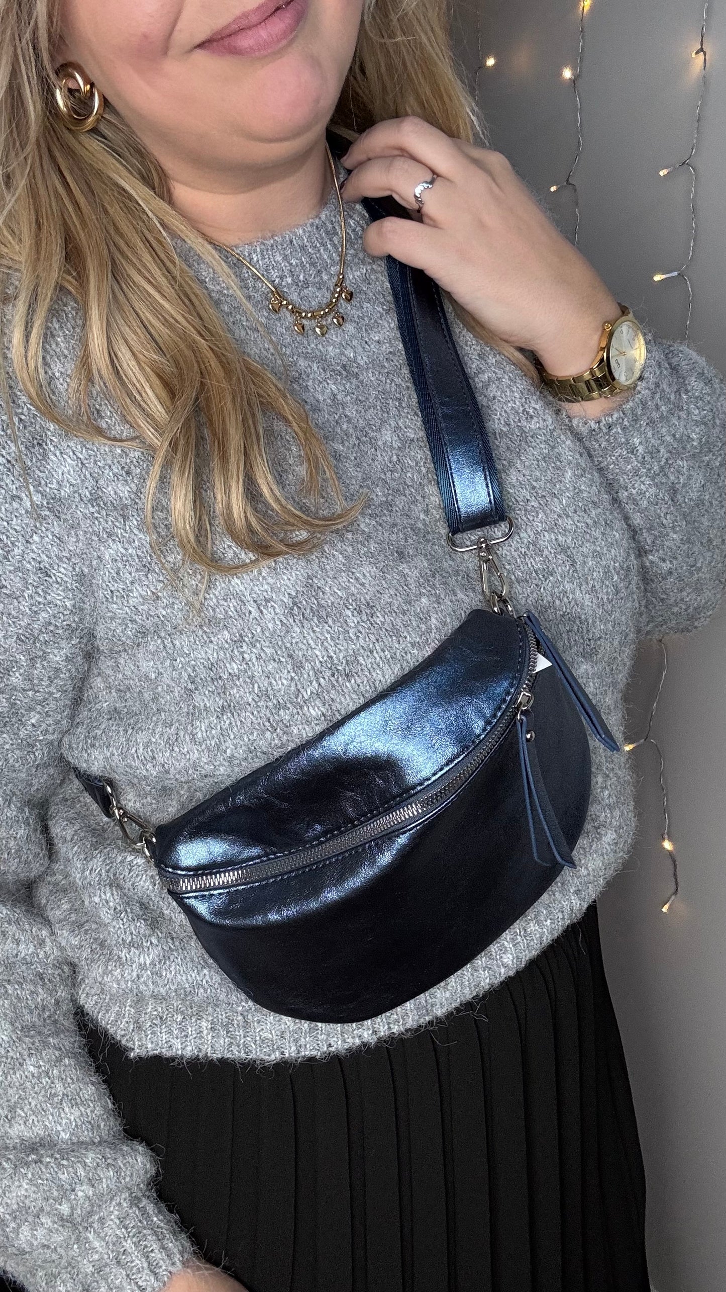 Heuptas metallic - Blauw