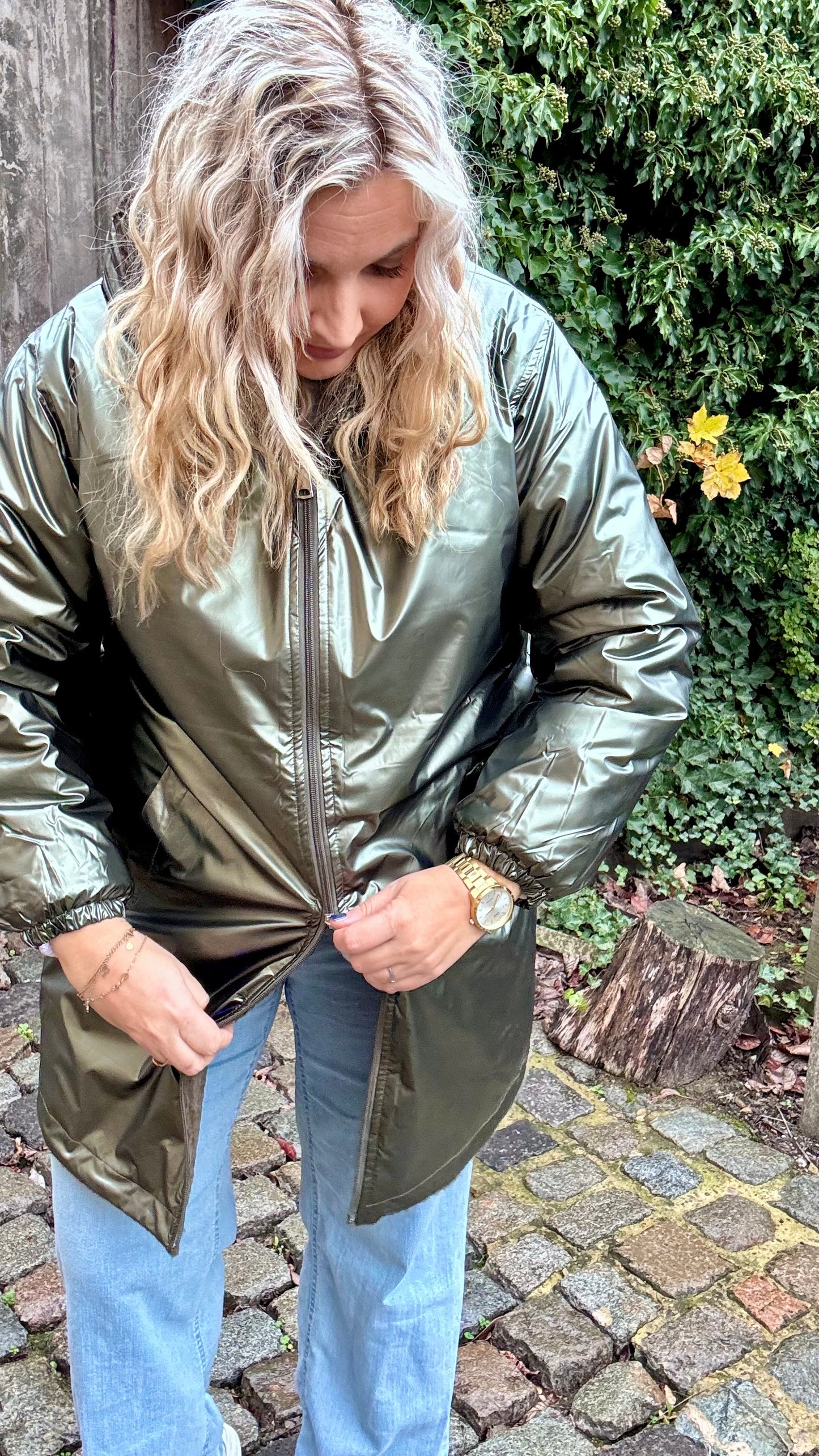 Glam plush jas - Kaki