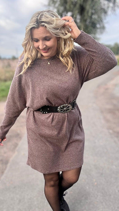 Lounge luxe jurk - Bruin