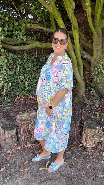 Tropical escape dress - Blauw