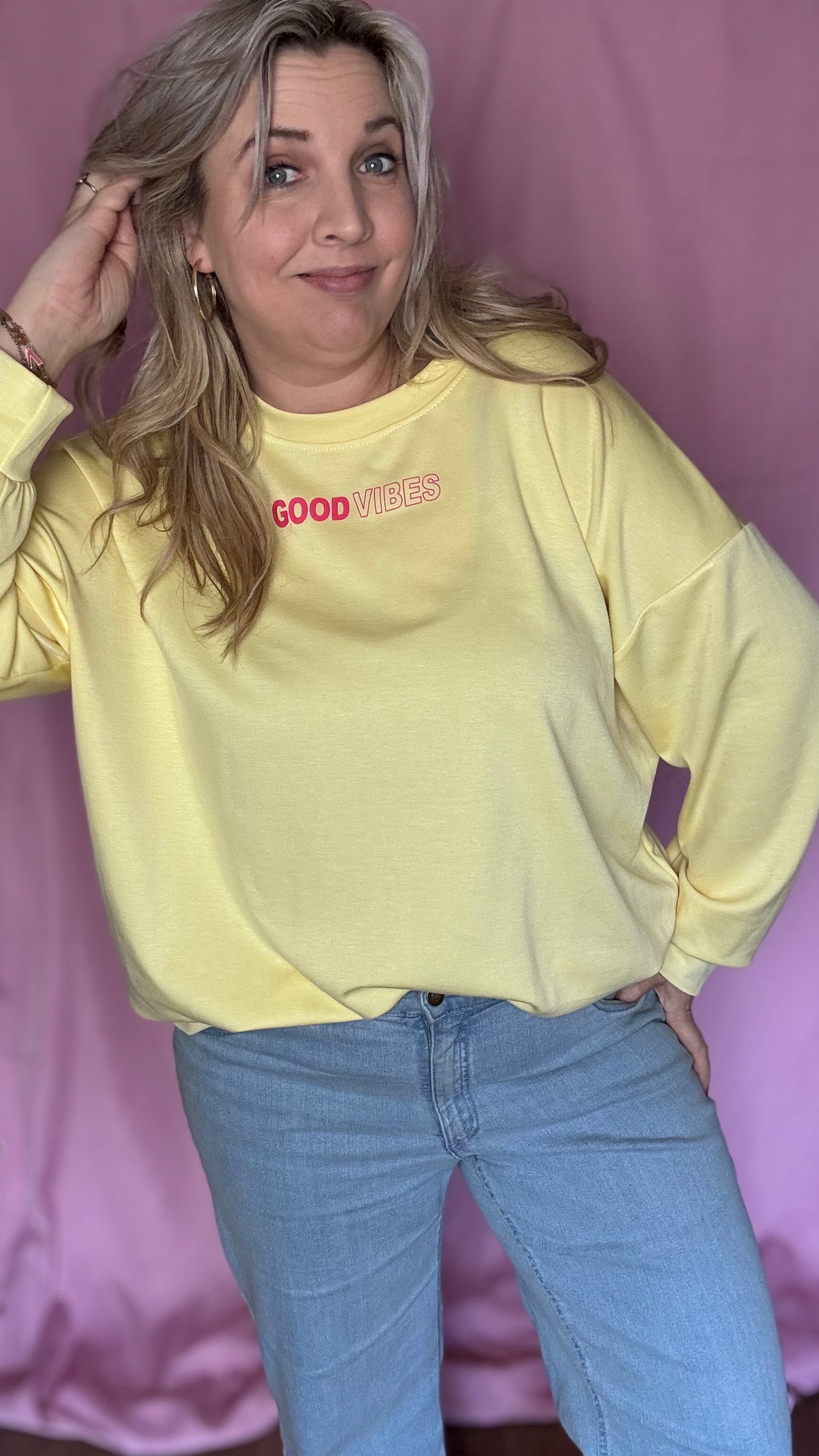 Good vibes sweater - Geel