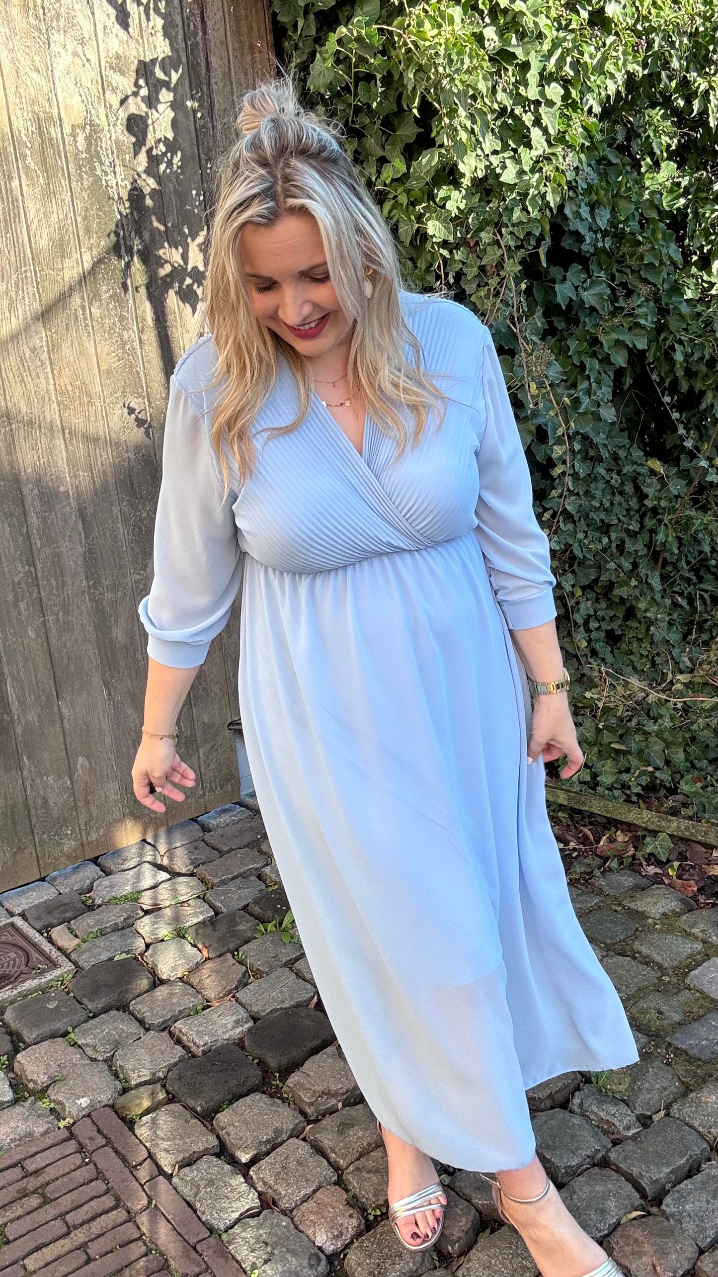Plissé dress - Blauw
