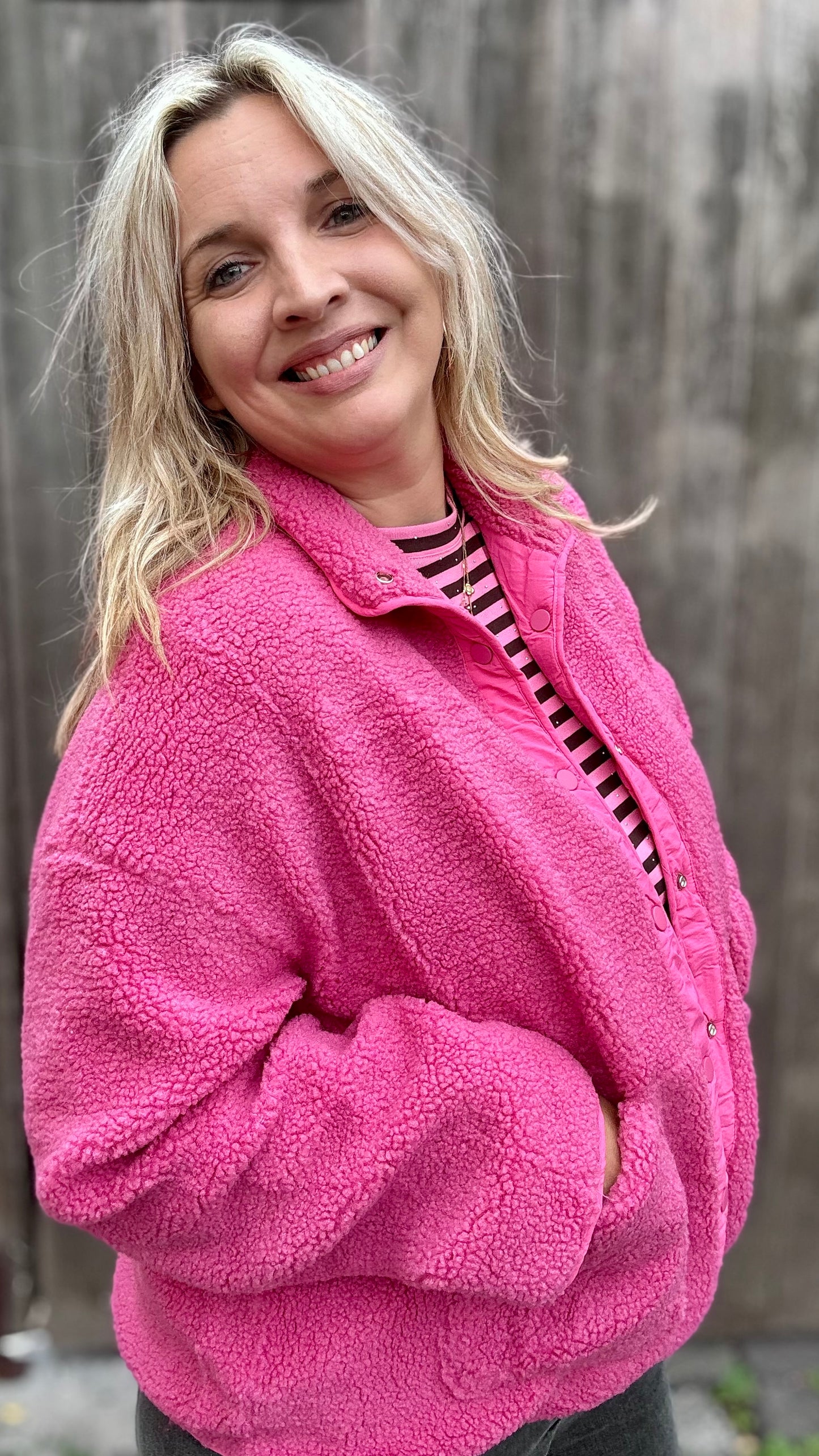 Reversible Teddy Jacket - Roze