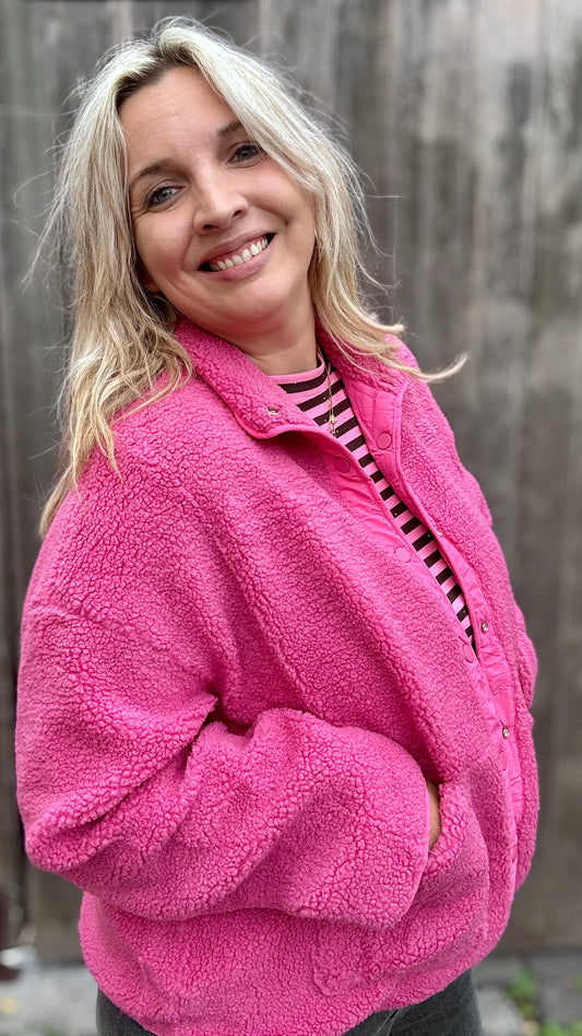 Reversible Teddy Jacket - Roze