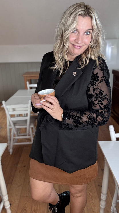 Royal mouwloze blazer - Zwart