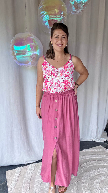 Suki top roze print
