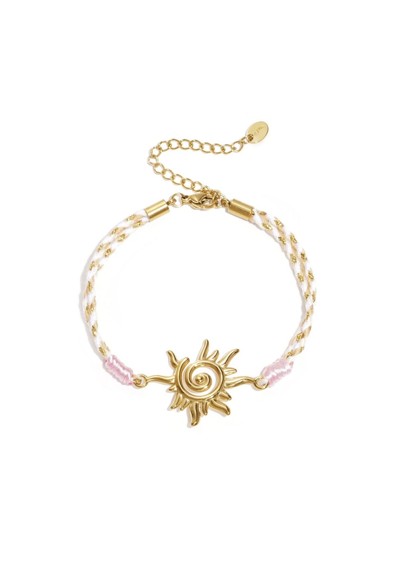 Touwbedel armband - Pink sun