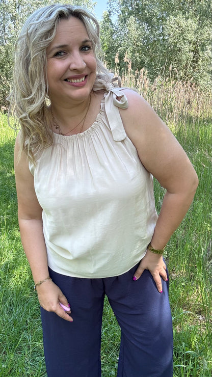 Shoulder bow top - Beige