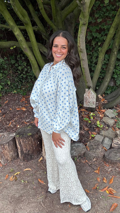 Dots tetra blouse - Blauw
