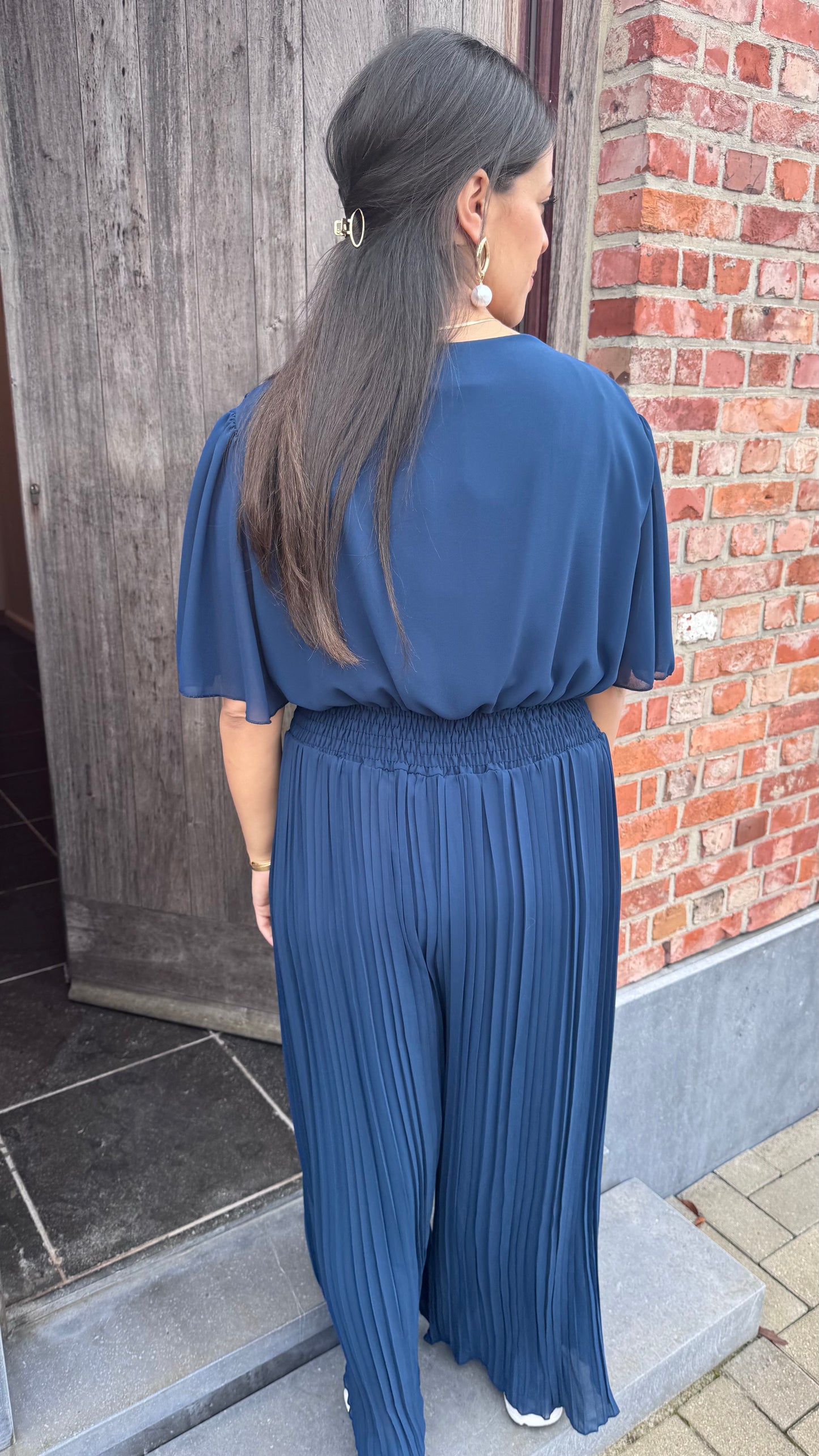 Plissé jumpsuit - Navy