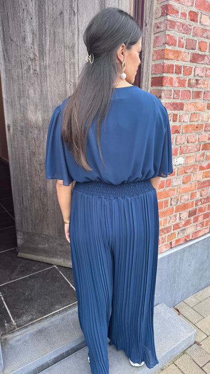 Plissé jumpsuit - Navy