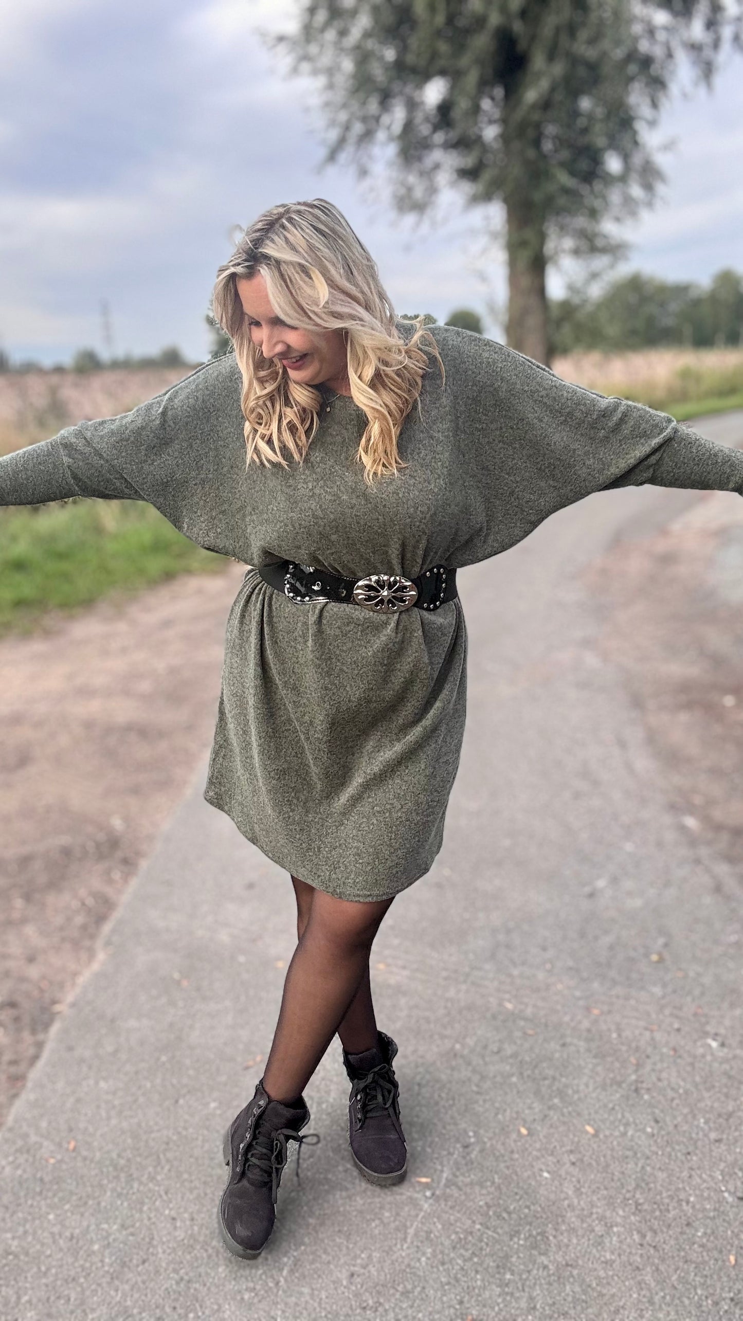 Lounge luxe jurk- Kaki