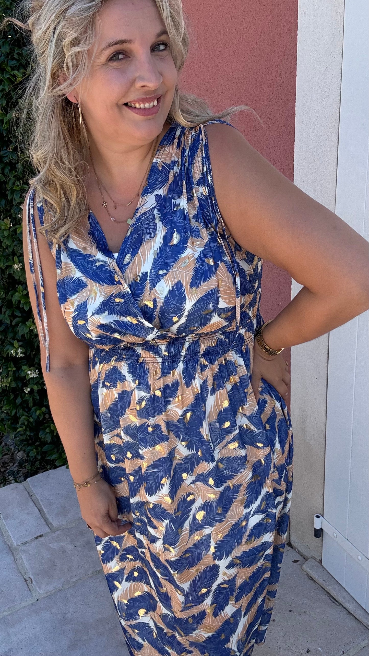 Every Woman Dress - Golden feather (blauw)
