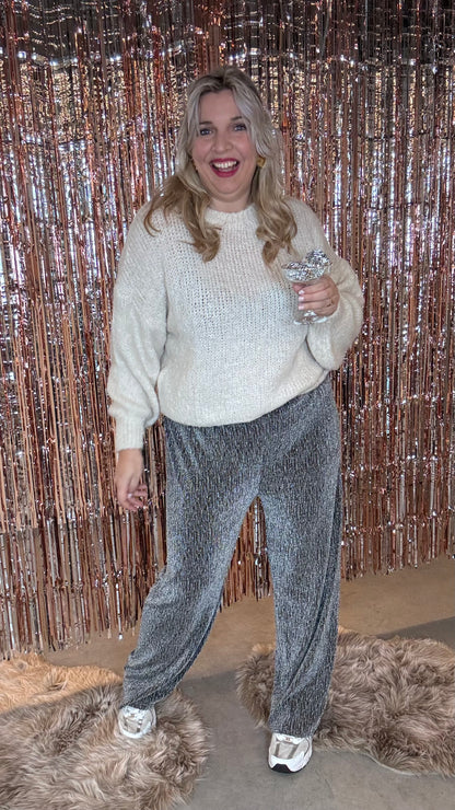 Sparkle Lurex broek – Zilver