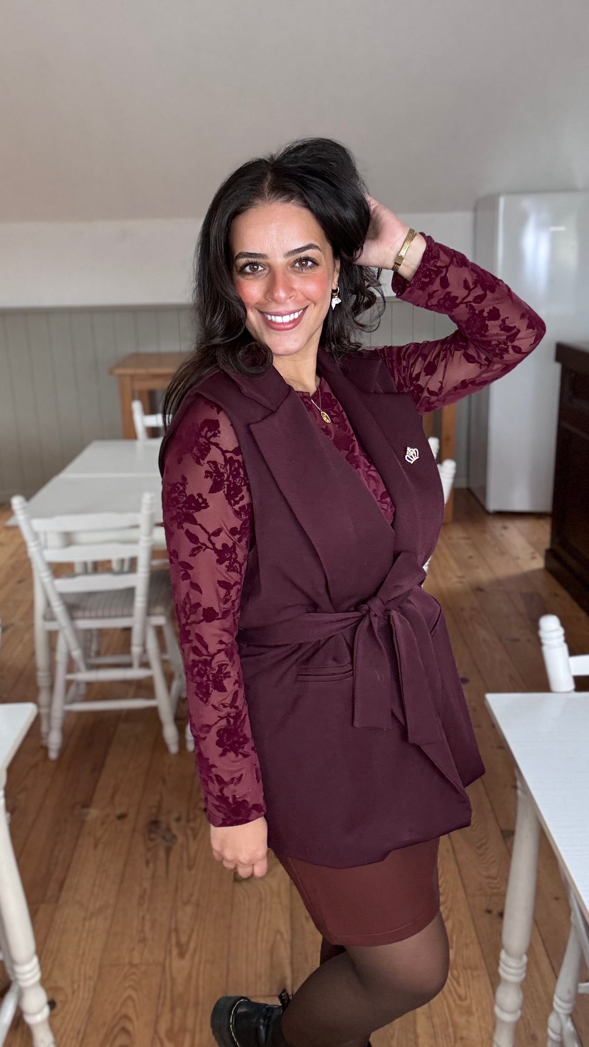 Royal mouwloze blazer - Burgundy