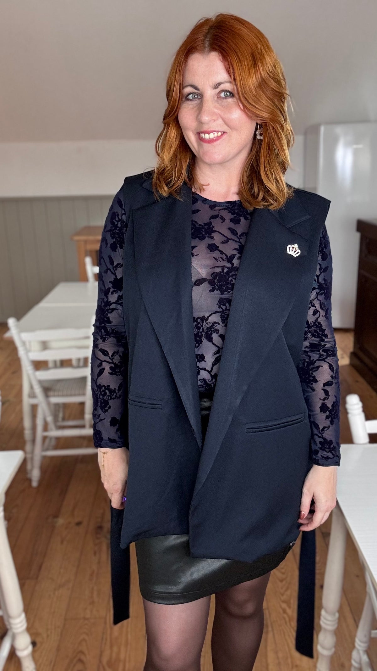 Velvet bloom blouse - Donkerblauw