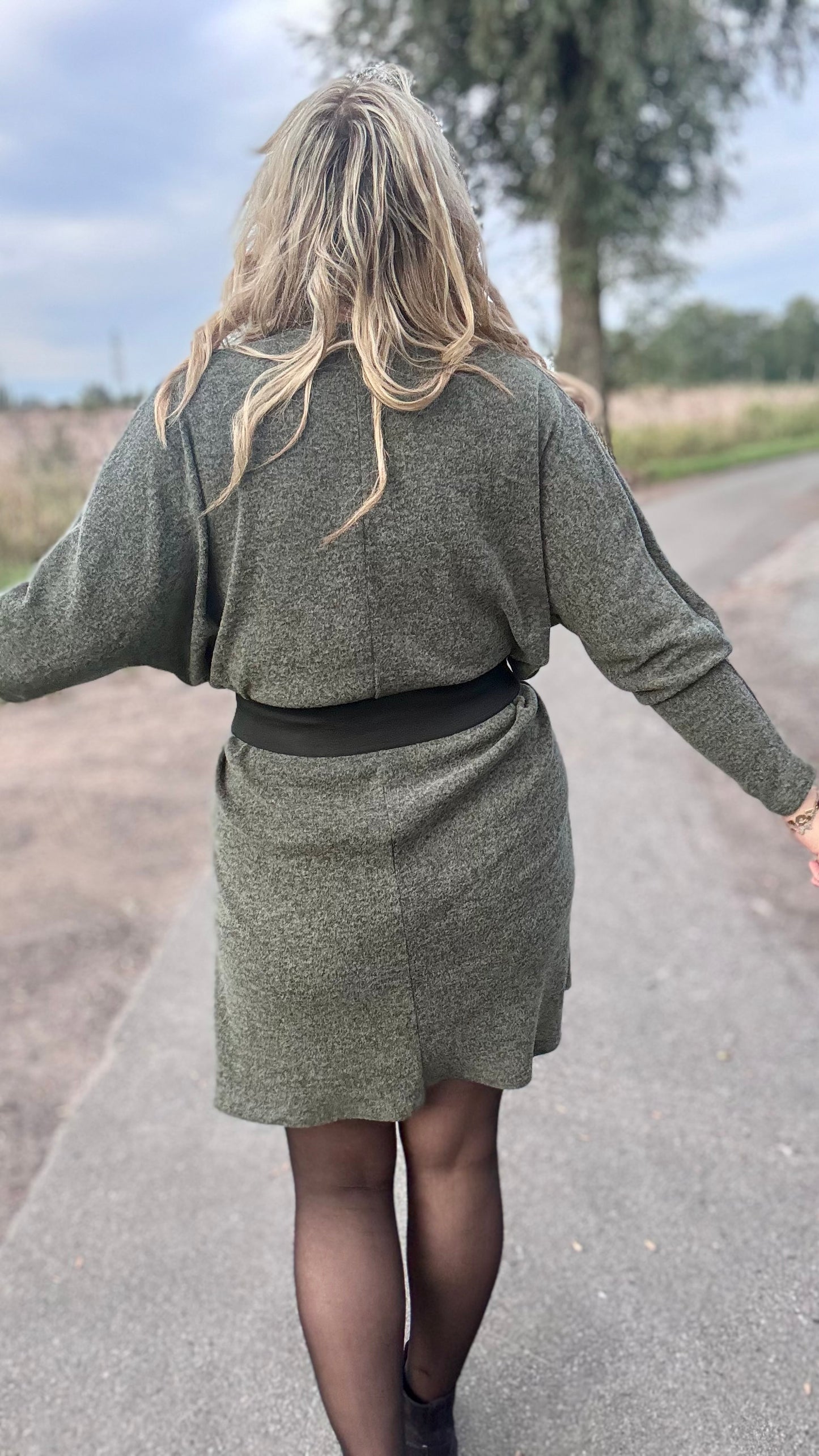 Lounge luxe jurk- Kaki