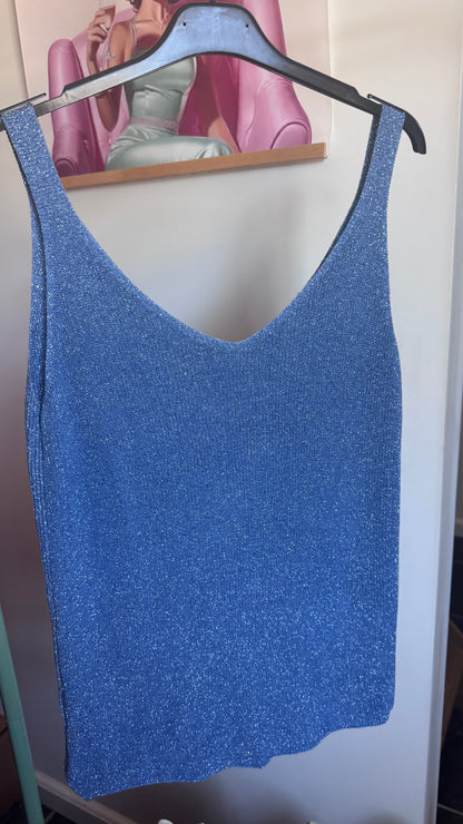 Fine knit Lurex top - Blauw