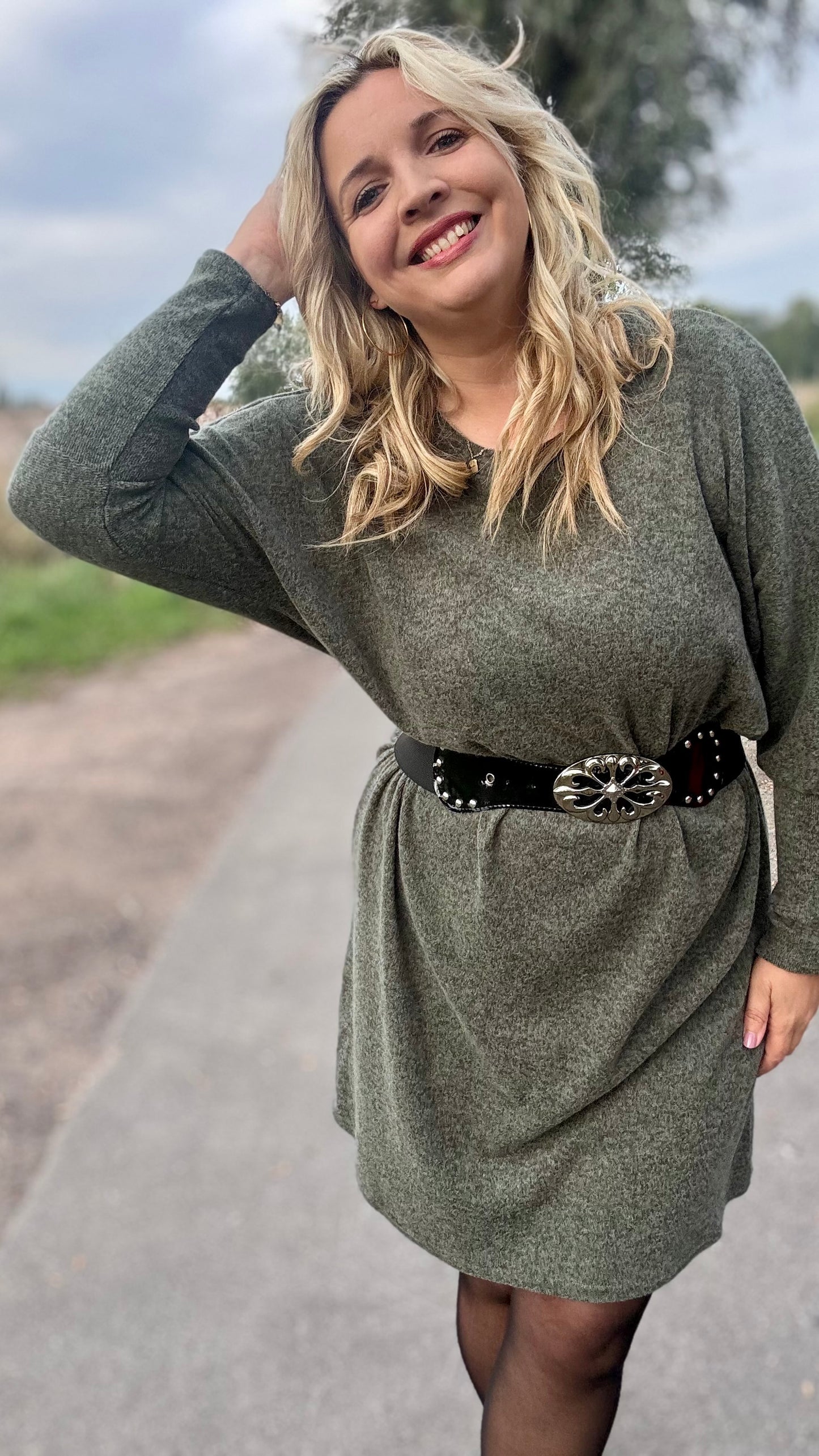 Lounge luxe jurk- Kaki