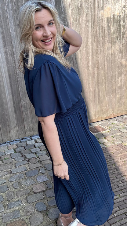 Plissé jumpsuit - Navy