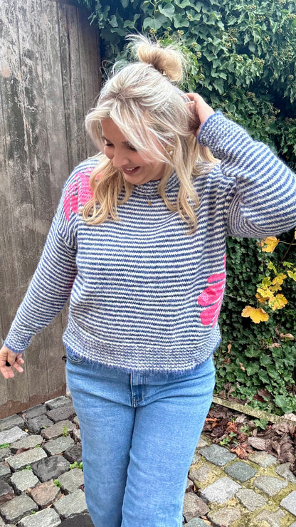 Striped Sweater fluo pink