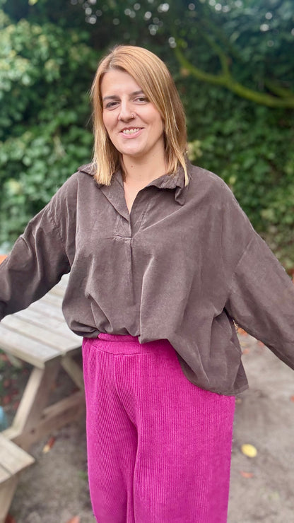 Fine ribbed blouse - Bruin