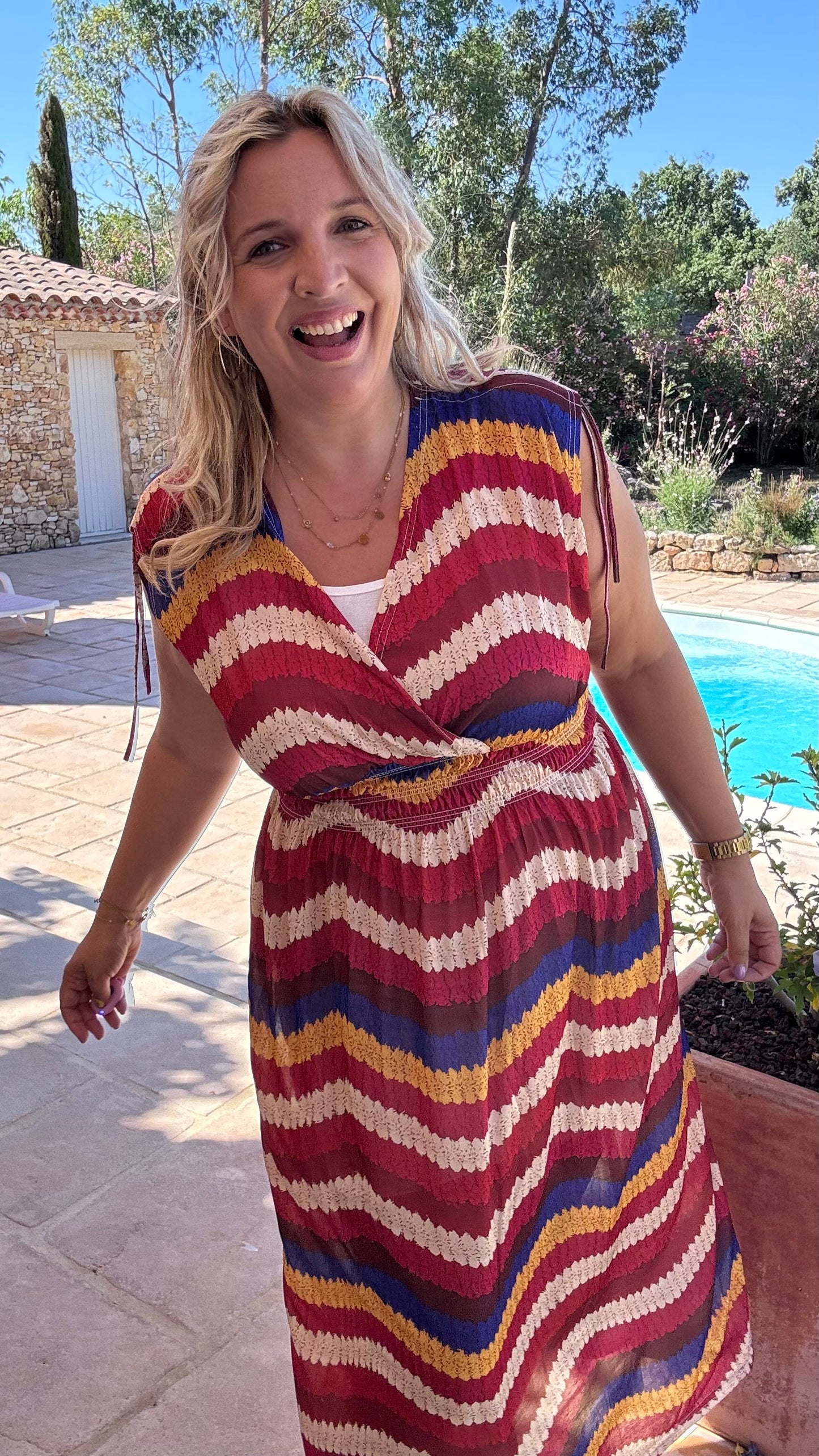 Every Woman Dress - Aztec glow (blauw/rood)