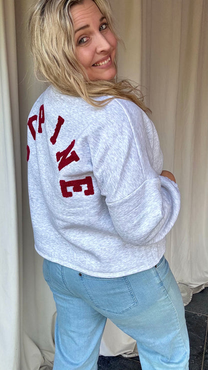 Sweater Copine - Grijs/Bordeaux letters