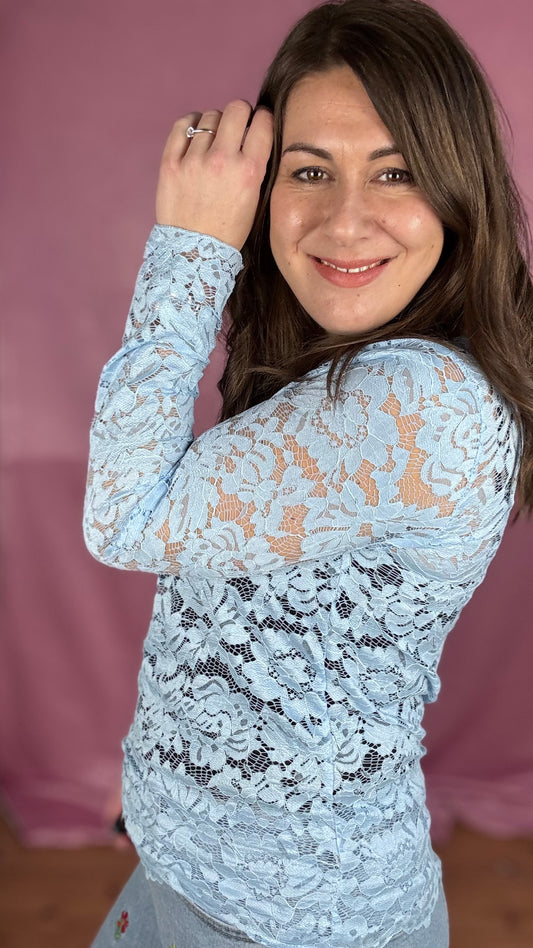 Fleur lace blouse - Lichtblauw
