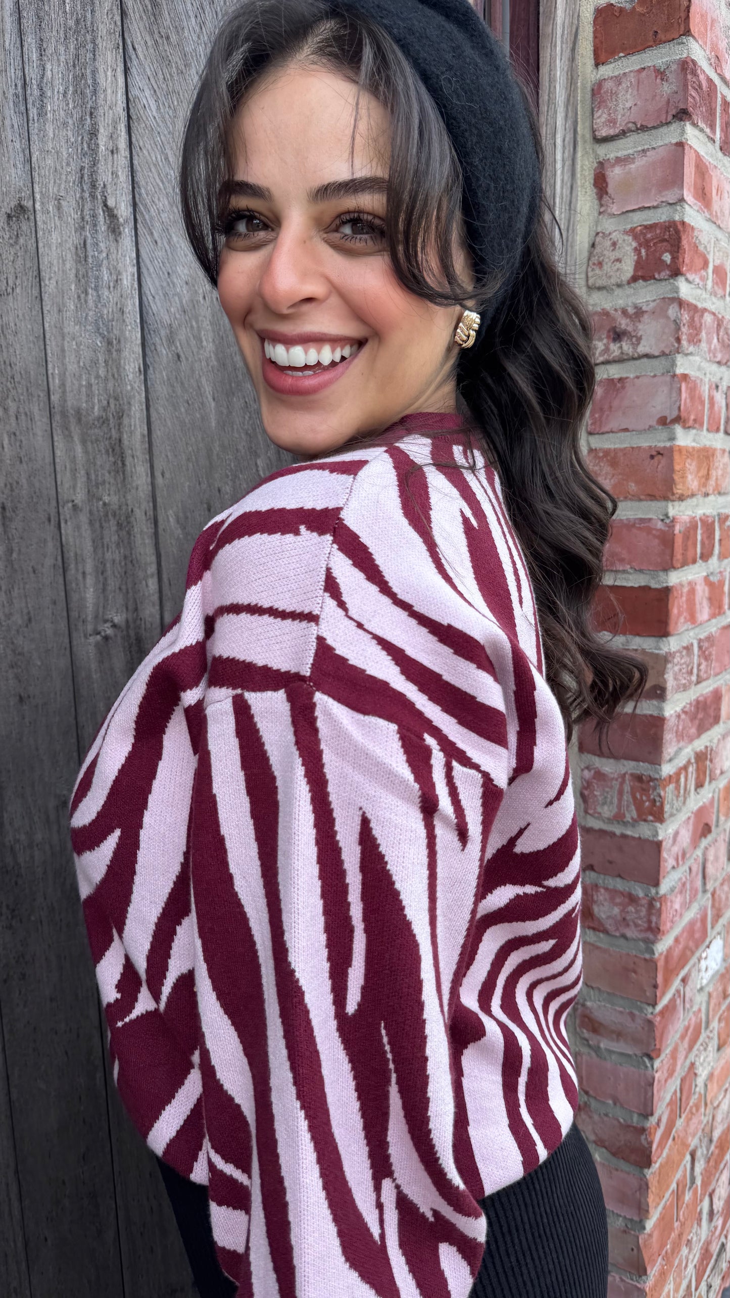 Zebra trui - Burgundy