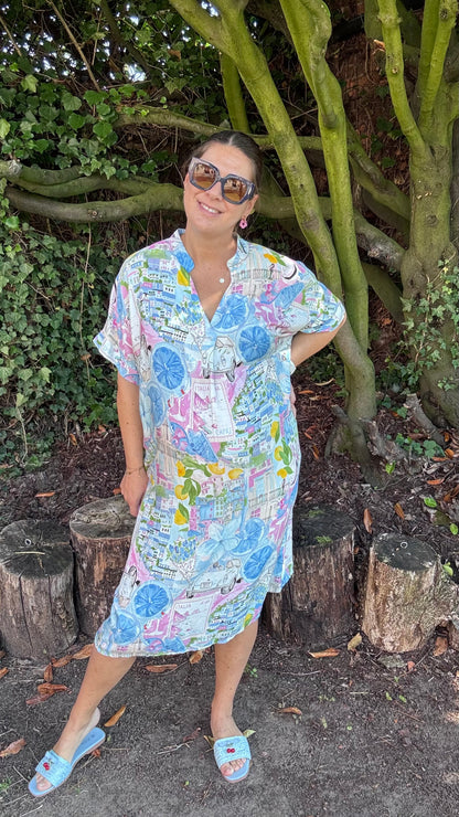 Tropical escape dress - Blauw