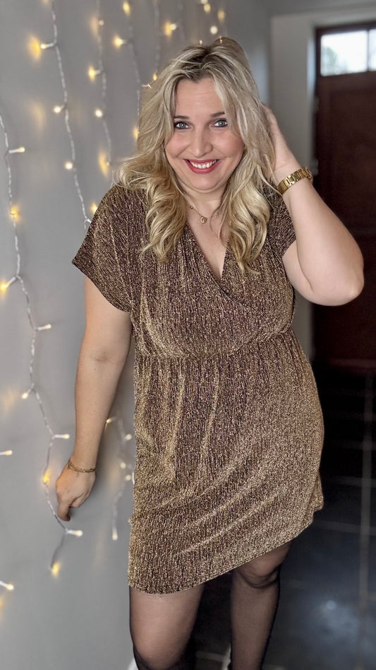 Midnight sprakle wrap dress - Goud