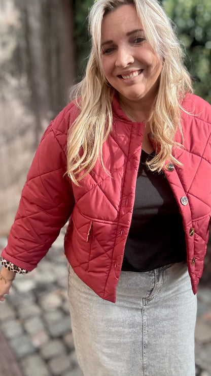 Urban Leopard Puffer - Burgundy