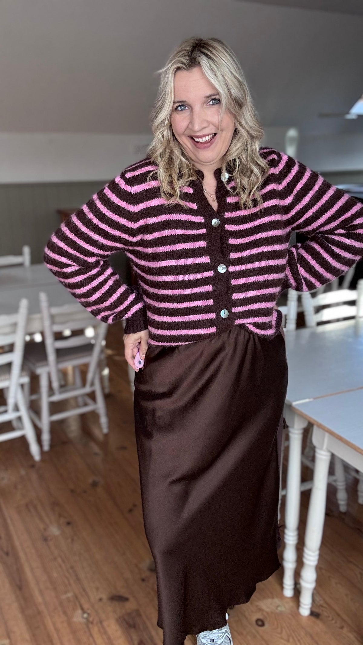 Candy crush cardigan - Brown/pink