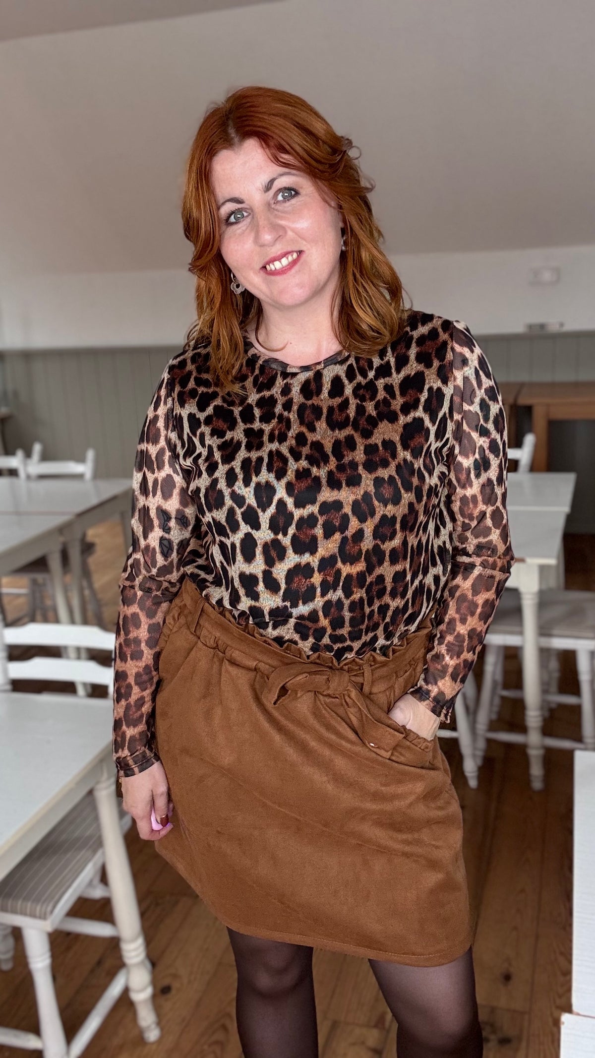 Elle mesh top - Leopard