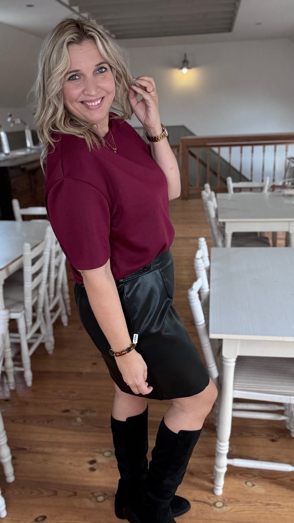 Lina leather rok - Zwart