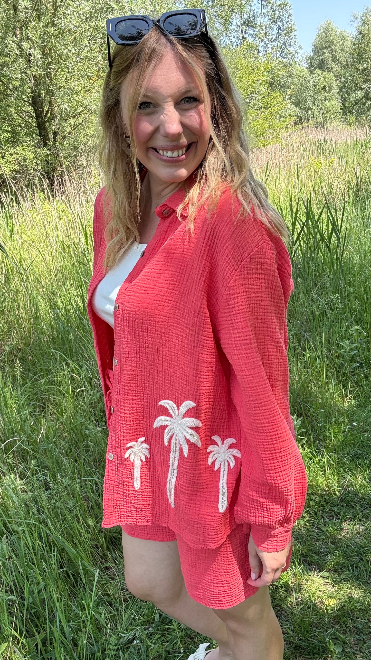 Palm breeze blouse - Koraal