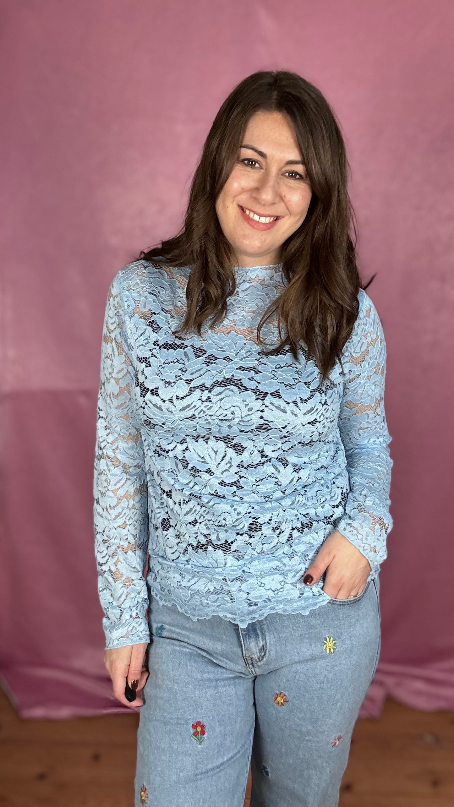 Fleur lace blouse - Lichtblauw