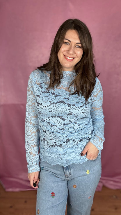 Fleur lace blouse - Lichtblauw