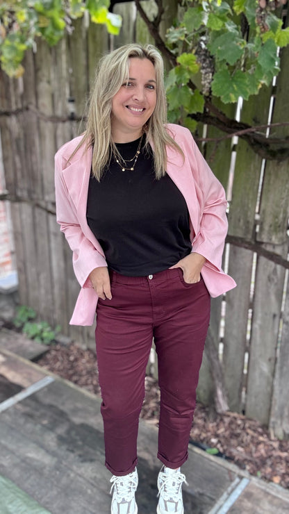 Mia burgundy broek - Curve