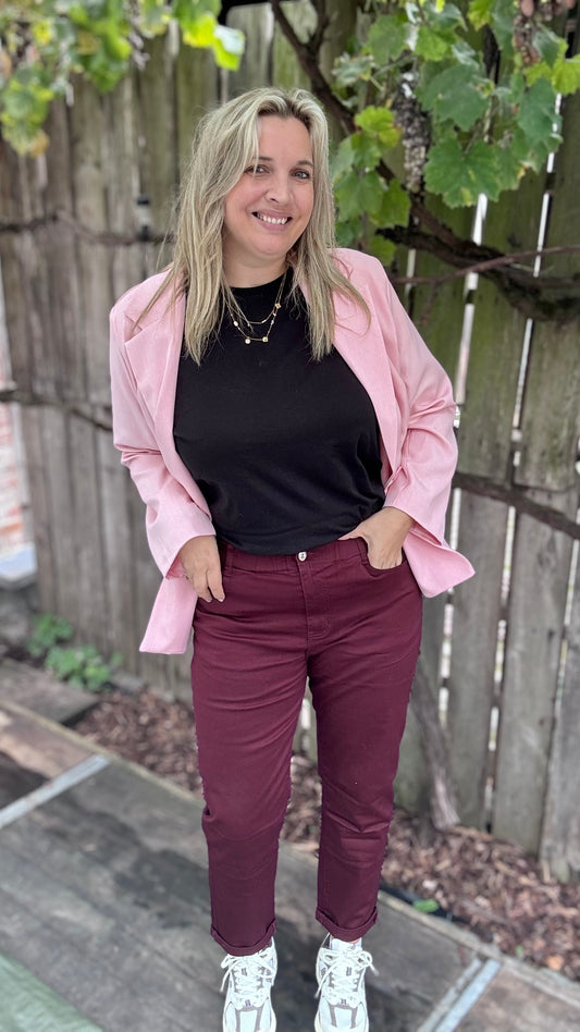 Mia burgundy broek - Curve