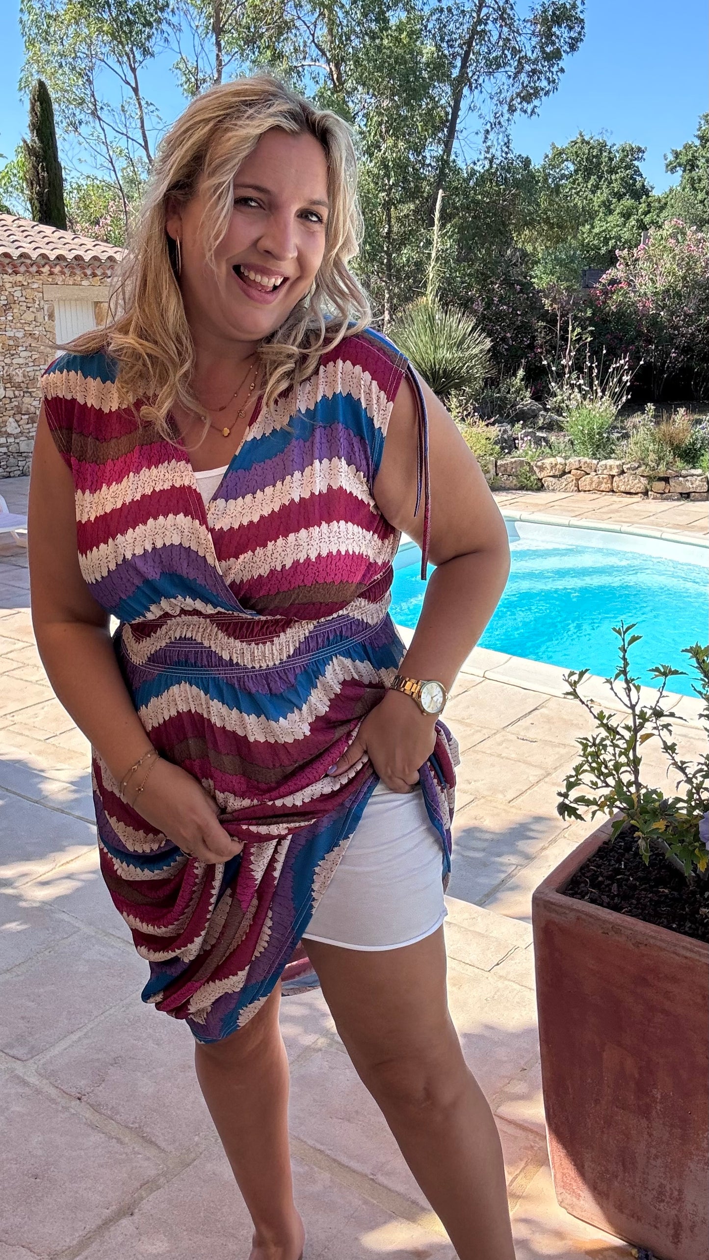 Every Woman Dress - Aztec glow (blauw/roze)